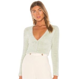 Majorelle Cannes mint green fuzzy cardigan